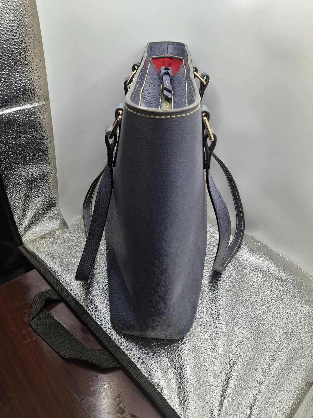 Dooney & Bourke Navy Saffiano Tote Bag Shoulder Bag Small Lexington - Picture 3 of 13